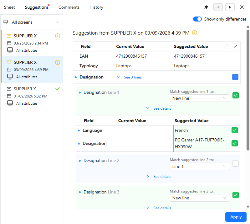 suggestion pane with composite